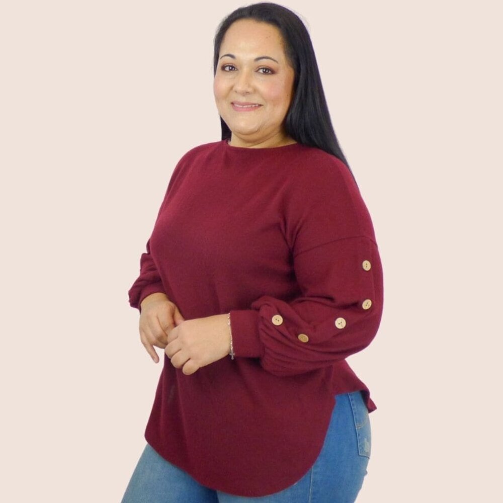 Balloon Sleeves Tunic with Buttons